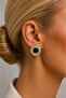 Amélie Vintage Design Black Stone Textured Round Earrings