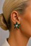 Amélie Summer Luxury Women's Green Floral Pattern Steel Stud Earrings