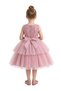 - Tiered Tulle Party Dress - Yellow, Pink - 5Y to 9Y - 3