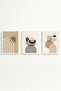 White Wooden Framed 3 Piece Set Painting Huhu264 - Triple Painting Set White Frame