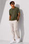 Men's Short Sleeve Ribbed Half Button Closure Polo Collar T-Shirt 26001