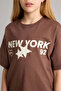 100% Cotton Oversized Crew Neck Printed Short Sleeve Brown T-Shirt for Girls G1783A826Sm - 4