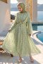 Bolero and Buckle Flower Pattern Mint Green Dress - 4