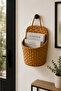 Wicker Newspaper Holder Door Ornament Hand Knitted Wall Basket Decorative Hanging Basket - 4