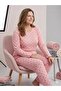 Summer Knitted Strawberry Patterned Powder Sleeve Plus Size Powder Pajama Set - 2