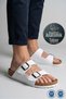 Unisex Women's and Men's Full Anatomical Comfort Sole Model Arizona Double-Strapped Buckle Comfortable Daily Slippers