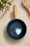 Cream Enamel Wooden Handle Scalding and Sauce Pan 14 cm Curved - 4