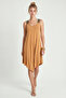 Ethnic Patterned Asymmetrical Viscose Dress Lrn0047 Biscuit