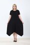 Women's Plus Size Asymmetrical Cut Black Etegi Stone Patch Detailed Stylish Viscose Combed Cotton Dress - 2
