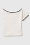 Girl's Asymmetrical Collar Embroidery Detailed T-Shirt Ecru 6-14 Years - 3