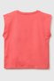 Girl's Fluffy Print Detailed T-Shirt Coral 6-14 Years - 3
