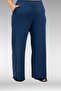 67803 Large Size Combed Cotton Pajama Set with Side Slits - Petrol - 6