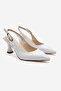 Women's Open Back Pointed Toe 7cm Heeled Shoes White Skin