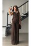 Bitter brown cotton linen shirt detailed vest-pants set - 6