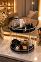 Chrome | |   Leon 2-Tier Makeup Organizer Metal Cosmetic Organizer Perfume Stand Bathroom Countertop 2-Tier Shelf ✨   Height 25 cm ✨   Diameter 20 cm ✨   20 cm Multi-Purpose Decorative Organizer Stand between 2 Shelves - 5