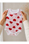 Heart Patterned Strappy Baby Bodysuit 100% Cotton - 3