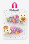 2-Piece Children's Snap Hair Clips with Teddy Bear Figures – Transparent Glittery Colored Hair Clip Set - 2