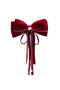 Velvet Bow Hair Clip with Pearl Chain Detail