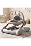 2 in 1 Baby Walker with Push Handle, Music Toy & Food Tray, Height Adjustable, Foldable (Light Grey) - 2