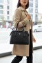 Women's Monogram Patterned Classic Handbag with Double Handles and Shoulder Strap - 2