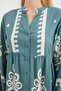 Women's V-Neck Gathered Waist Authentic Patterned Viscose Mint Hijab Dress - 3