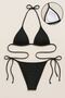 Women's Black Bikini Swimsuit Set with Side and Neck Tie, Stylish Beach and Pool Set - 4