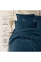100% Cotton Satin Striped Double Duvet Cover Set - Petrol - 2