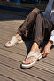 Corspi Women's Beige Genuine Leather Suet Flip Flops - 3