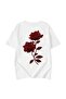 Women's Red Rose Printed Crew Neck T-Shirt - 2