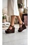 Leather Wedge Heeled Platform Sandals Shoes Sole Thickness Is 10'Cm - 2