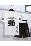 New york 96 printed men's premium oversize top and bottom set t-shirt and shorts set