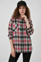 Women's Oversize Plaid Patterned Cotton Pomegranate Shirt - 4