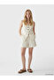 Beige Striped Linen Look Women's Vest - 4