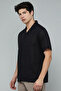 Textured Shirt with Revere Collar and Short Sleeves - 3