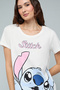 Stitch Print Nightdress with Crew Neck and Short Sleeves - 3