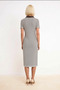 Women's Striped Polo Collar Short Sleeve Midi Stretchy Knitted Dress Half Placket Buttoned Casual Comfortable Modern - 5