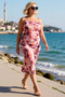 Women's Plus Size Floral Print Thin Strap Shift Midi Tulle Knitted Square Neck Sleeveless Dress Casual Comfortable - 2