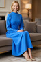 Women's Maxi Length Crew Neck Long Sleeve Modal Woven Dress Unlined Skater Cut Casual Daily Stylish - 3