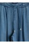 Indigo elastic waist wideleg fit women's jean pants - 3