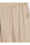 Beige Textured Women's Trousers with Elastic Waist - 3