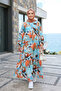 Women's Comfortable Cut Patterned Modal Fabric Blue Dress