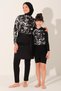 Lily Tulle Skirted Long Sleeve Children's Swimsuit 26133-26 Black - 3