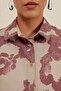 Women's Basic Oversize Patterned Cotton Dusty Rose Shirt - 6