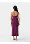 Burgundy Halter Neck Dress - 3