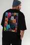 For the Love of Cats 34 Cats Printed Black Oversize T-Shirt 100% Cotton Unisex Cat Lover Premium Design - 8