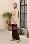 Belted Elastic Sleeves, Buttoned Front, Folded Detail Poplin Shirt -Beige - 3
