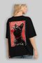 For the Love of Cats 59 Cats Printed Black Oversize T-Shirt 100% Cotton Unisex Cat Lover Premium Design - 4