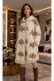 Women's Cream Black Ethnic Embroidered Tasseled Knitwear Coat Wide Collar Tree Motif Long Cardigan Shawl Collar Wide Sleeves Luxury Knitwear Cardigan Embroidered Bohemian Style Knitwear Jacket Tassel Detailed Jacquard Knit Coat Poncho - 2