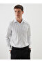 Nevavm Slim Fit Long Sleeve Striped Men's Shirt with Difference