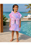 Children's Sea Poncho Hooded Towel Poncho Pink Purple Butterfly Patterned Beach Pool Bath Poncho - 4